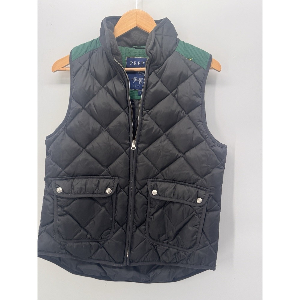 Lauren James Preptec Vest Women Large Black Down Filled Quilted Full Zip Pockets